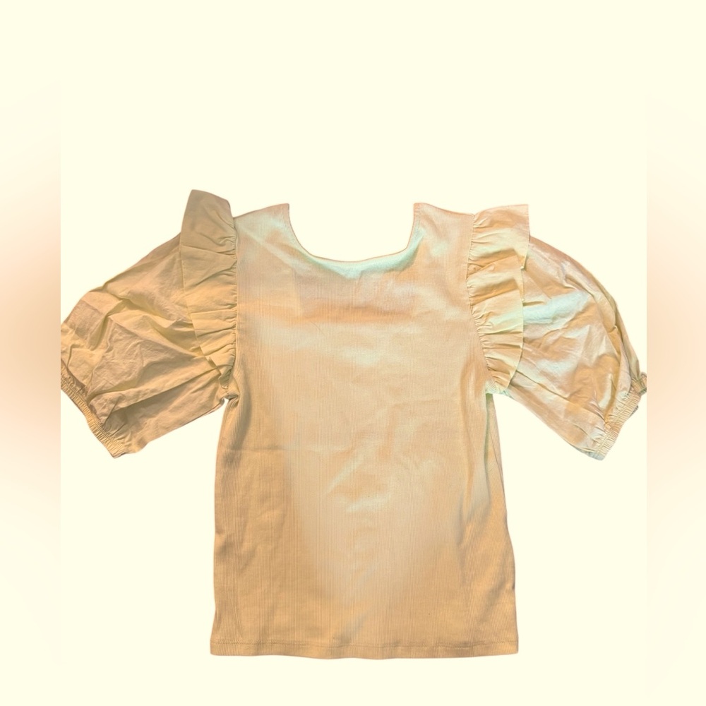 Zara Light Yellow Ribbed Top - Picture 1 of 3